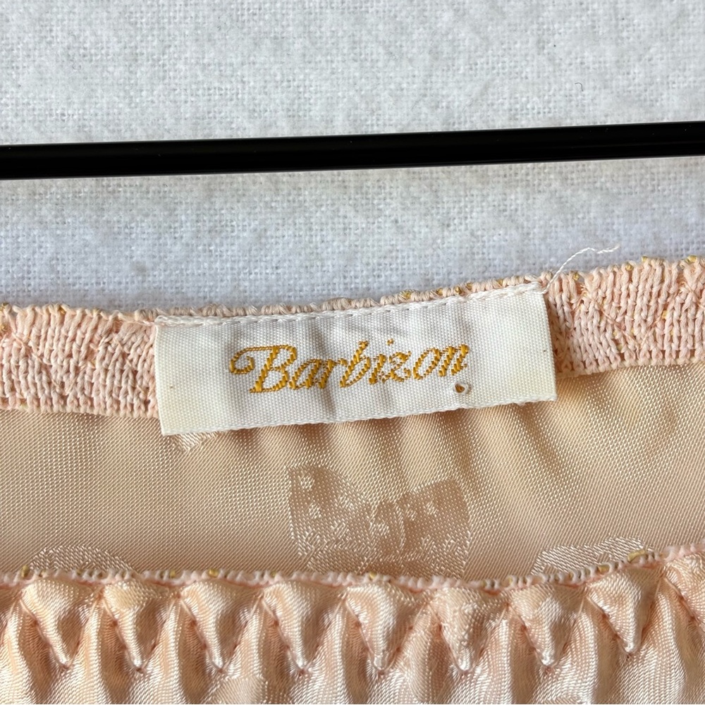 Vintage 80s Barbizon Silk Long Skirt Womens Large Blush Pink Coquette Bows Lace - Picture 3 of 12